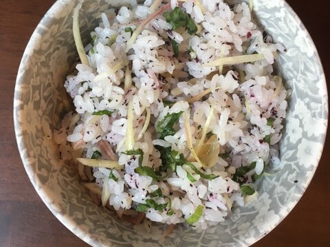 ゆかりと大葉のミョウガご飯